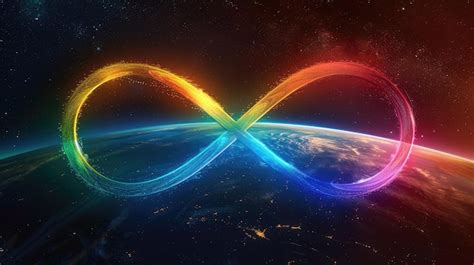 Premium Photo Rainbow Infinity Sign On The Background Of A Large Planet