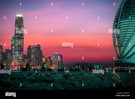 Hong Kong Victoria Harbour View At Night Stock Photo Alamy