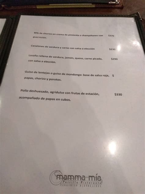 Menu At Mamma Mia Restaurant Pergamino