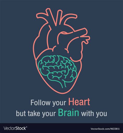 Brain and heart quotes Royalty Free Vector Image