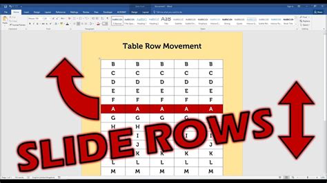 Move Rows Up Or Down In A Microsoft Word Table Youtube