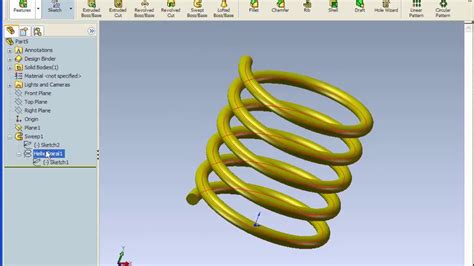 Solidworks Helix Ve Swept Ile Yay Modelleme Youtube