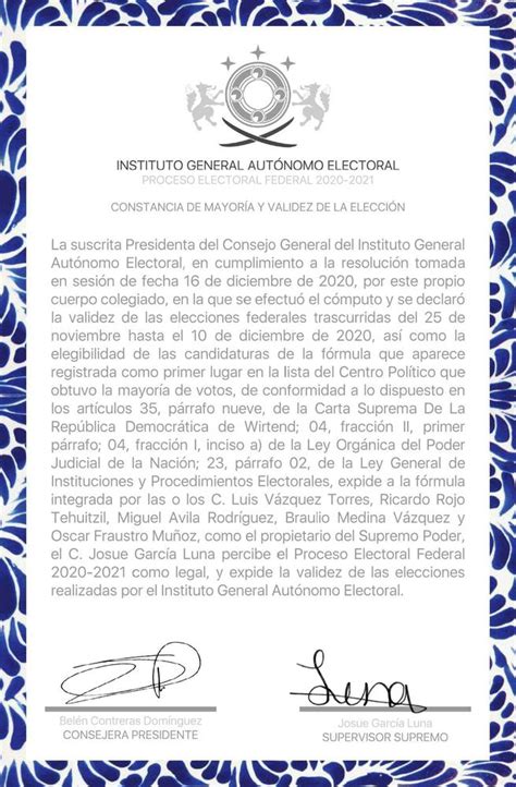 Constancia De Validez Del Proceso Electoral Portal Ciudadano