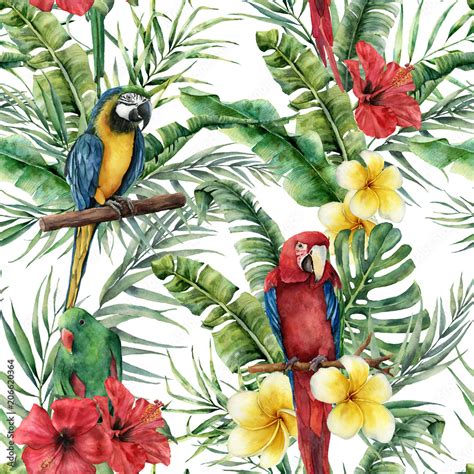 Fototapeta Fototapety Dla Dzieci Watercolor Tropical Seamless Pattern