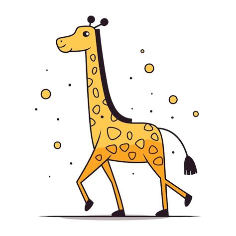 Giraffe De Dessin Animé Sympa Illustration Vectorielle Sur Fond Blanc