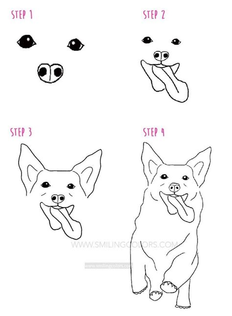 How To Draw A Dog By Step By Step - Smiling Colors