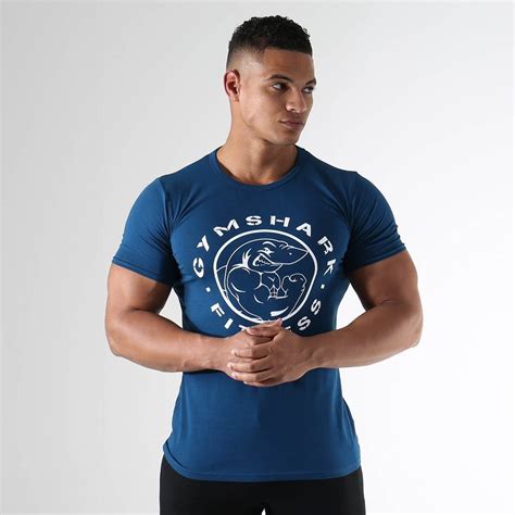 Gymshark Fitness T Shirt Atlantic Blue Mens Gym Tops Workout