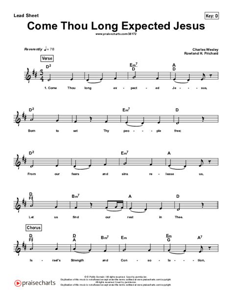 Come Thou Long Expected Jesus Simplified Sheet Music Pdf Chris