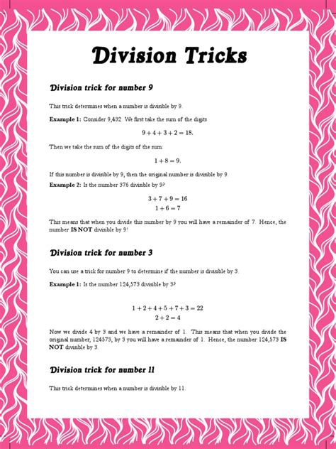 Division Tricks | PDF | Mathematical Concepts | Discrete Mathematics