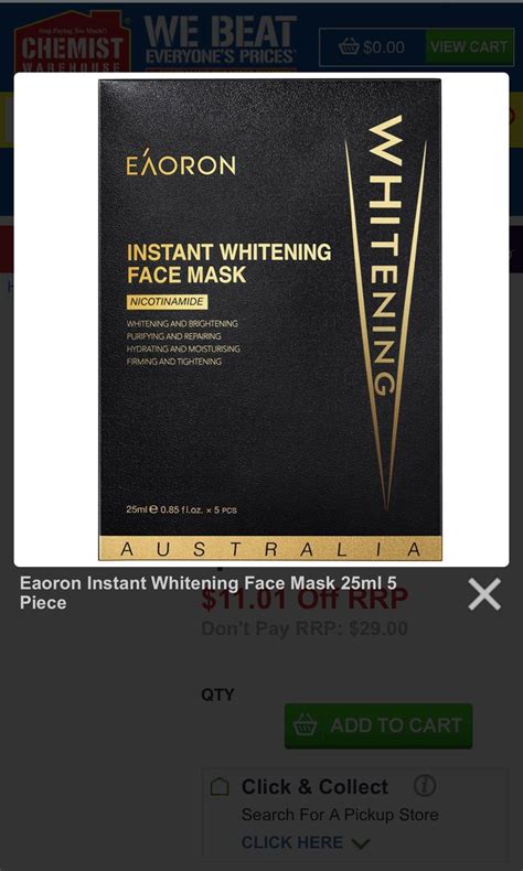 Eaoron Instant Whitening Face Mask Ml Pieces Beauty Personal