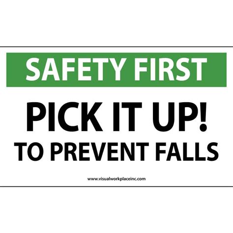 Osha Polylabel Safety First Pick It Up To Prevent Falls 5pk