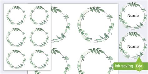 Botanical Themed Editable Circle Name Labels Twinkl