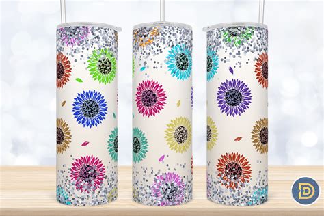 Sunflower Leopard Colorful Tumbler Wrap Illustration Par Drizzle