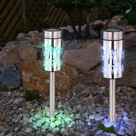 Solarleuchte Gartendeko RGB LED Gartenlampe Solarampe mit Erdspieß RGB