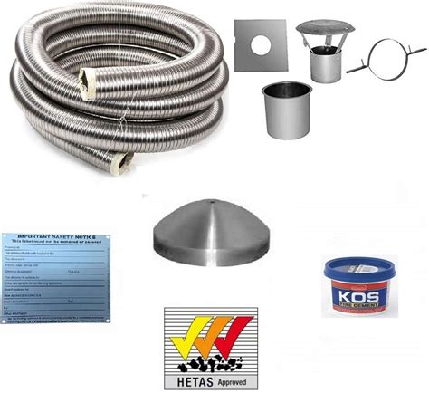 8 Metre 5 904 Flexible Multifuel Stove Flue Liner Pack Kit Stainless