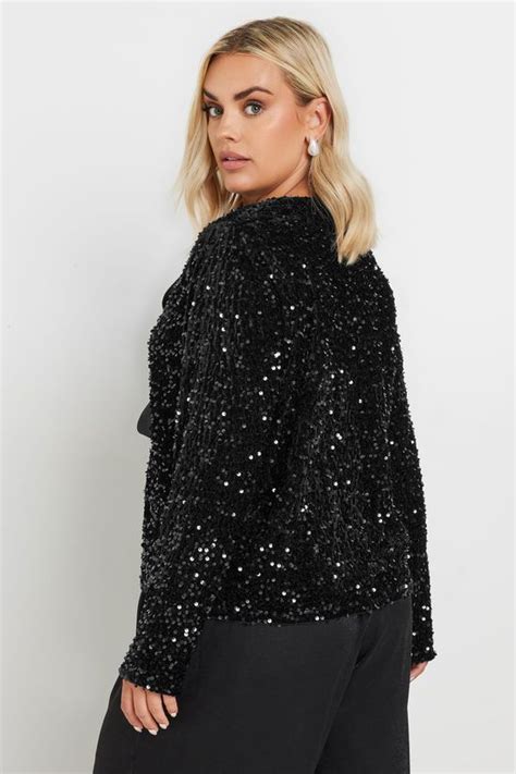 Jackets And Coats Velvet Tie Front Sequin Jacket Yours