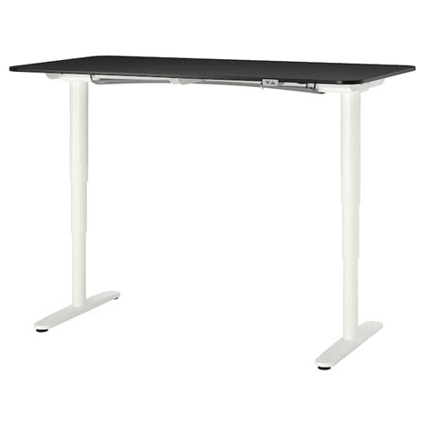 Bekant Desk Sitstand Black Stained Ash Veneerwhite 160x80 Cm Ikea