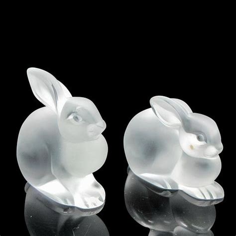 2pc Lalique Frosted Crystal Figurines Rabbits Sold At Auction On 8th October Bidsquare