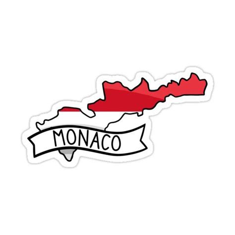 Monaco Flag Map Sticker Sticker For Sale By Drawingvild Monaco Flag