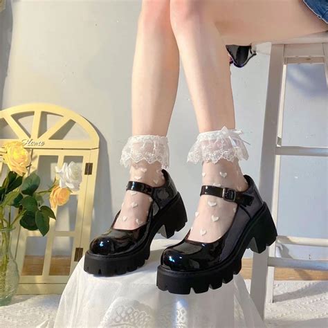 Calcetines De Malla Transparente Lolita Para Mujer Medias Con Ribete De