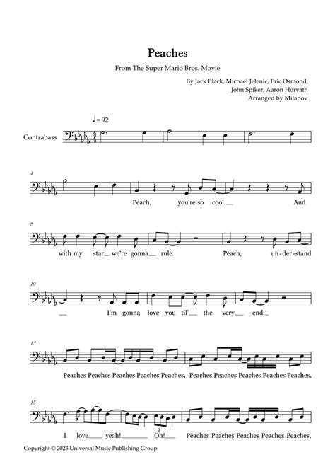 Peaches Arr Milanov By Jack Black Sheet Music For String Bass Solo