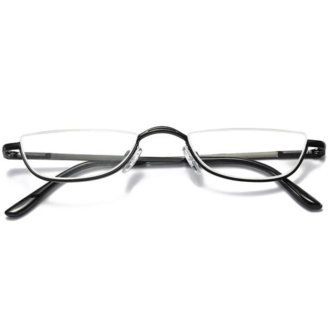 Half Metal Moon Reading Glasses Spring Hinge Half Frame Readers Eyeglasses Eyewear Black