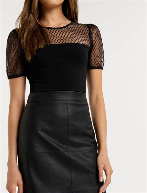 Ellen Vegan Leather Mini Skirt In Black Forever New