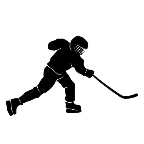 Jugador De Hockey Sobre Hielo De La Silueta Vector Premium