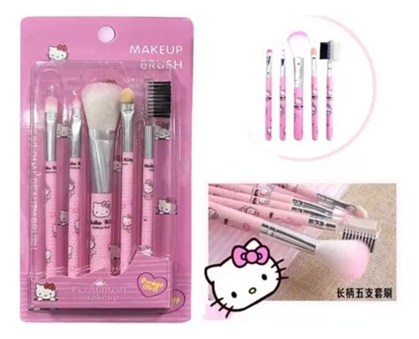 Set De 5 Brochas De Maquillaje Hello Kitty Kawai Cuotas Sin Interés