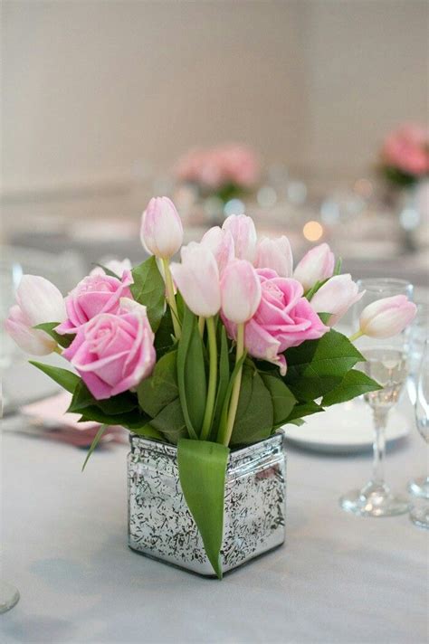 Rose And Tulip Floral Arrangement Tulip Wedding Tulip Centerpiece