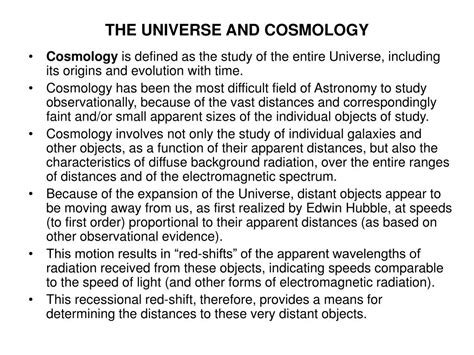 PPT - THE UNIVERSE AND COSMOLOGY PowerPoint Presentation, free download - ID:4430616