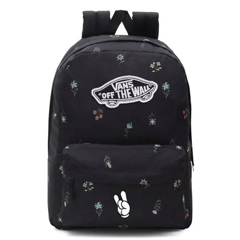 Plecak Szkolny Vans Realm Backpack Czarny Kwiaty Custom Emoji Apka