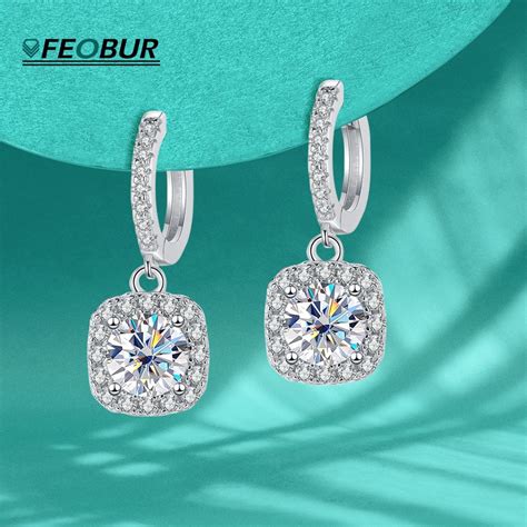 Moissanite Drop Earrings For Women 0 5 3ct D Color VVS1 Round Diamond