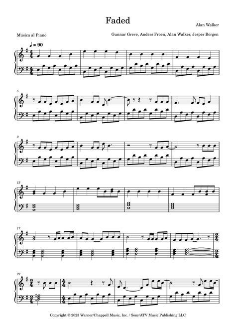 Faded Arr M Sica Al Piano By Alan Walker Sheet Music For Easy Piano