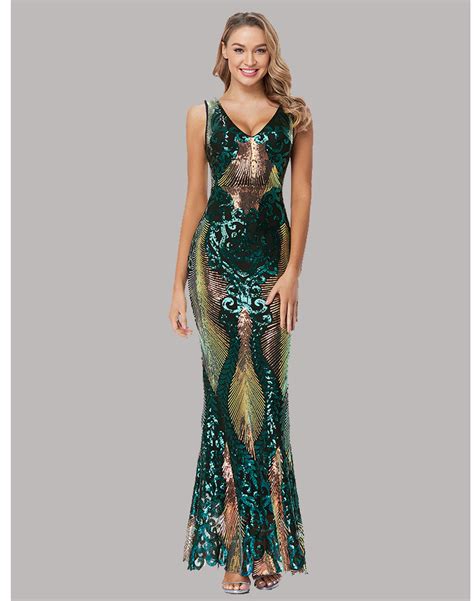 Regular Fit Mermaid Prom Dresses Party Maxi Sequin Evening Dress Women′s Plus Size Long Evening