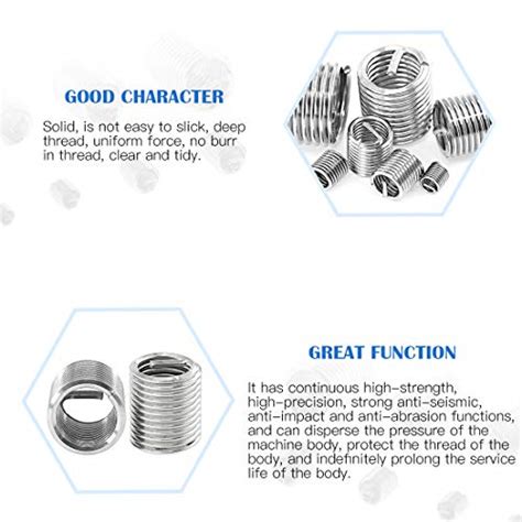 Glarks 84Pcs 304 Stainless Steel Wire Thread Inserts Thread Repair