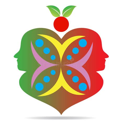 Apple Love Logo Design Vector Template Fruits Apple Icon Symbol Stock