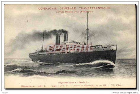 CPA Bateau Paquebot Poste Timgad Compagnie Generale Transatlanti