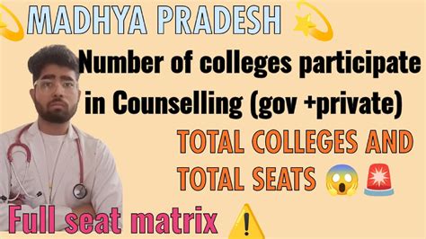 Number Of Colleges And Seats Participate In Mp Neet Counselling 2024