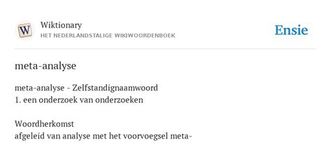 Meta Analyse De Betekenis Volgens Wiktionary
