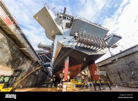 Stern View Of Uss Nimitz Cvn In Dry Dock No Of The Puget Sound