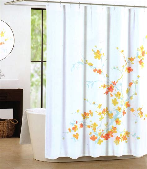 Tahari Luxury Cotton Blend Shower Curtain Printemps Orange