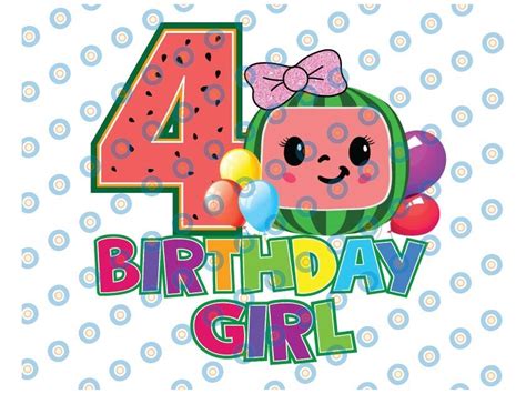 Cocomelon Birthday Girl Png Cocomelon Age 4th Png Bundle Cocomelon