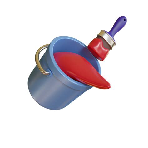 3d Paint Bucket And Brush Icon 14968832 Png