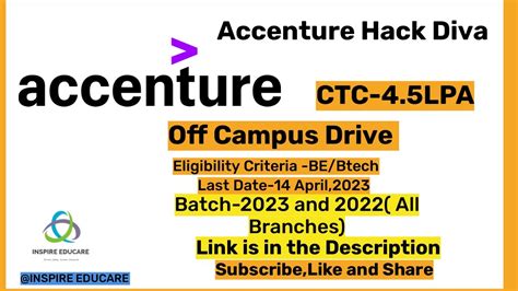 Accenture Hack Diva 2023 Accenture Off Campus Hiring Challenge