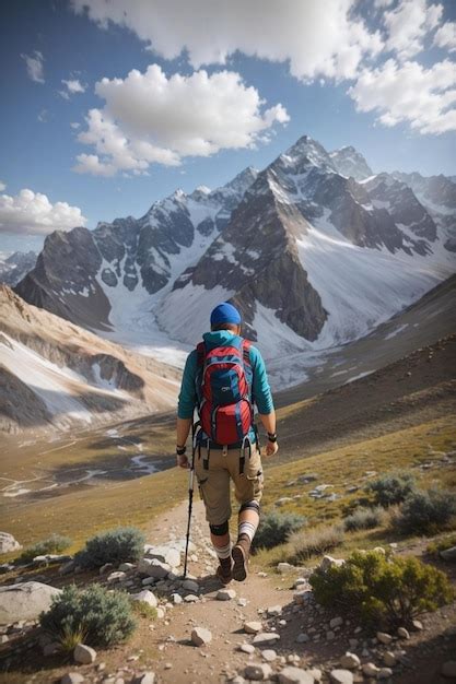 Un Hombre Subiendo Una Monta A Con El N Mero En La Espalda Foto