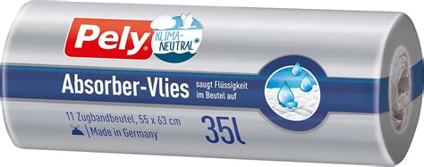 Pely Zugband Müllbeutel 35 Liter mit einzigartigen Absorber Vlies