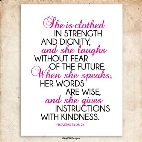 She Proverbs 31 25 26 Printable Christian Art Bible Verse Etsy