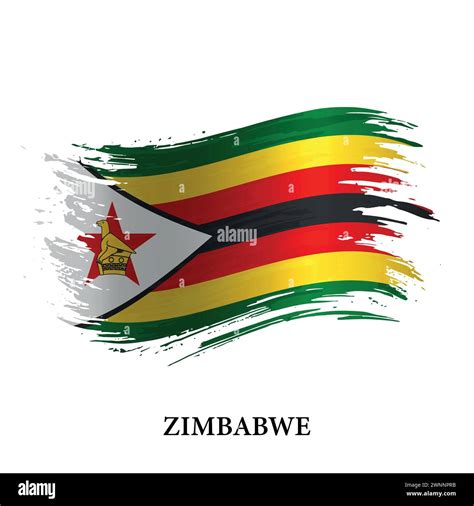 Grunge Flag Of Zimbabwe Brush Stroke Vector Background Stock Vector