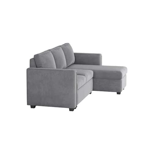 Wetiny 5354 In Dark Gray Square Arm 3 Piece Velvet L Shape Sectional